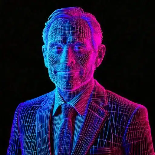 Firefly portrait of 50 yo business man widely smiling wearing a suit made with wireframe lines 3 2